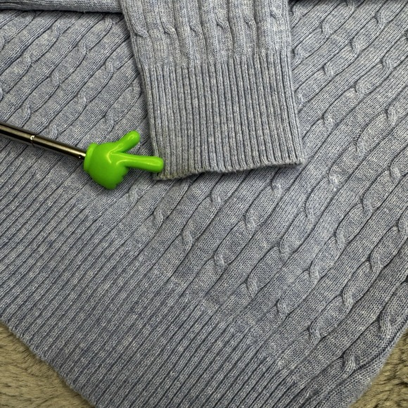KIM ROGERS Sz M  Blue‎ 100% Cotton Pullover V-Neck Sweater Top Cable-Knit - Picture 16 of 16